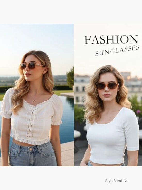 Polarized Square Sunglasses for Women UV400 Protection Wraparound main image 5
